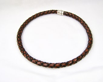 Men's Leather Necklace,Genuine Italian Braided Leather,Brown Jewelry,Men's Jewelry,Men's Bracelets,MaryEllenDesigns,Accessories,Gift For Him