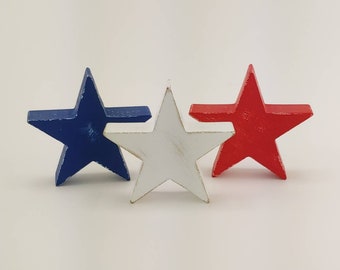 Patriotic Wood Stars Red White Blue 4th July Decor Rustic  Farmhouse Tiered Tray Decorations