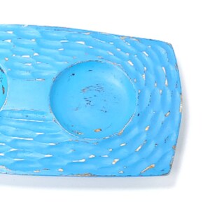 Turquoise Candle Holder Shabby Distressed Beach Cottage Decor Wooden Candle Tray image 2