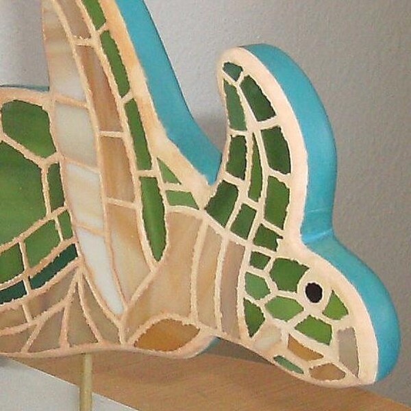 Green Sea Turtle Mosaic Art Mixed Media Sculpture