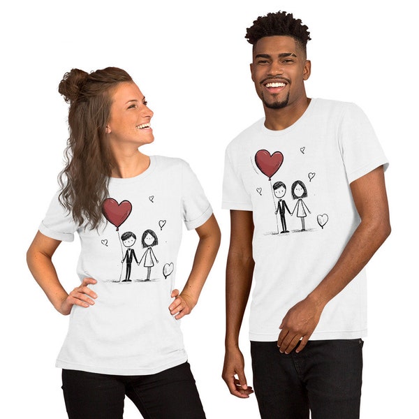 Unisex t-shirt, Couples T-shirt, Couple holding hands t-shirt, Couple with hearts t-shirt, love t-shirt, Romantic t-shirt for Couples