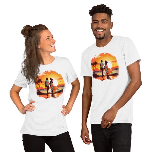 Unisex t-shirt, Couples T-shirt, Couple holding hands t-shirt, Couples at sunset t-shirt, love t-shirt, Romantic t-shirt for Couples