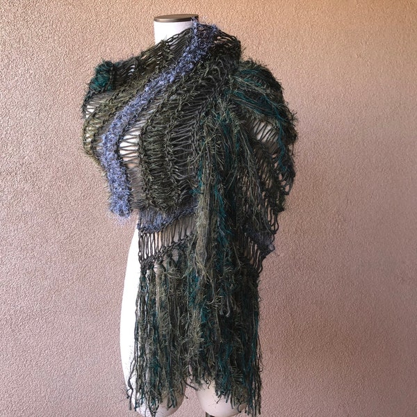 Army Green Scarf Wrap Forest Green Shawl Large Deep Olive Green Scarf with Fringe Gift for Women Scarf