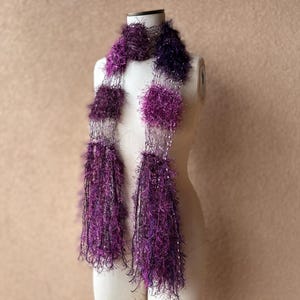 Purple and Plum Spring Scarf with Fringe. One of a Kind Bild 1