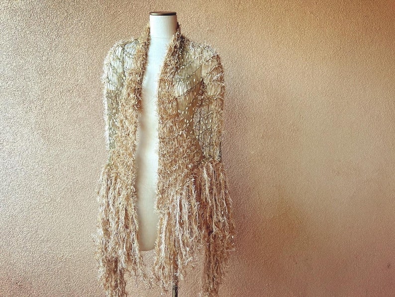 Authentic Stevie Nicks Shawl in GDW Shawl Colors Gold Dust Woman Shawl Gold Shawl with Fringe Designer Stevie Nicks Shawl Contest Winner image 4