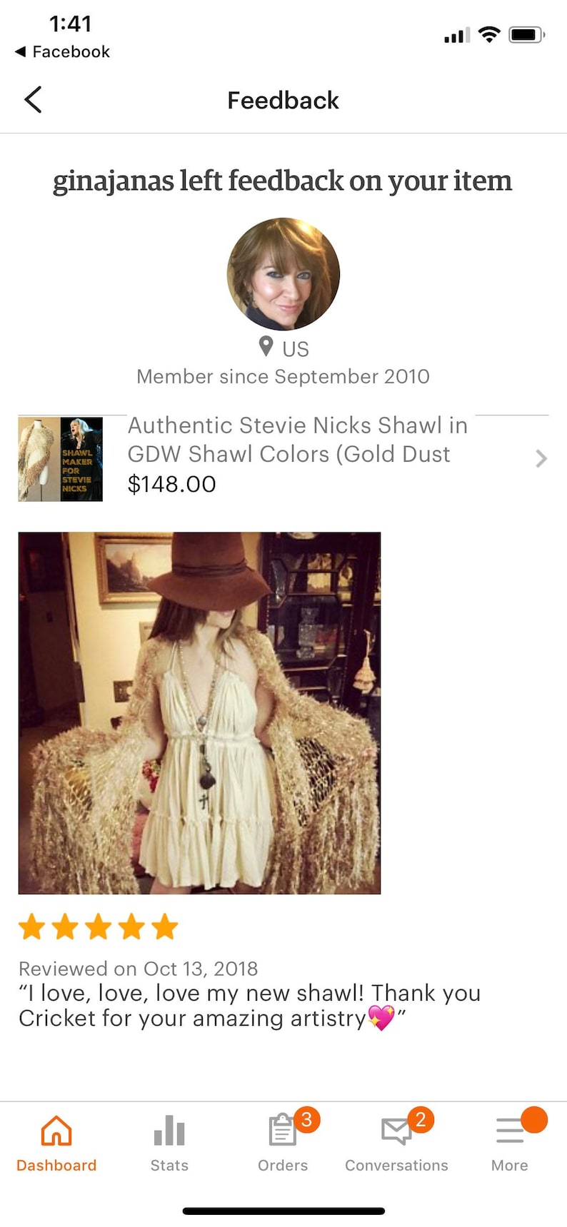Authentic Stevie Nicks Shawl in GDW Shawl Colors Gold Dust Woman Shawl Gold Shawl with Fringe Designer Stevie Nicks Shawl Contest Winner image 10