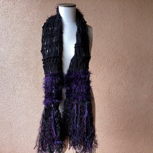 Black and Purple Scarf, Long Warm Scarf for Womens Winter Gift image 6