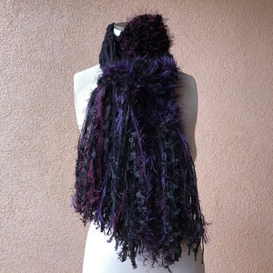 Black and Purple Scarf, Long Warm Scarf for Womens Winter Gift image 8