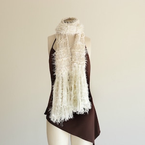 Light Grey Scarf Silver Gray and Ivory off White Scarf Handmade ...