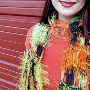 Halloween Scarf Orange Black Green Accessories Scarf Sparkle Scarf Ribbon Scarf Bold Scarf image 3