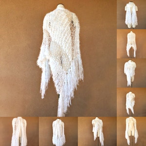 White Stevie Nicks Cape Wedding Wrap Same Style as Contest Winner Shawl that I Designed for Stevie Cape Stevie Bridal Shawl White, Silver