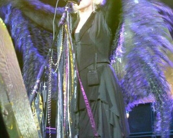 Verified Stevie Nicks Black and Purple Shawl Dark Purple and Black Hand Knit Shawl Scarf Fringe Shawl Deep Purple Shawl