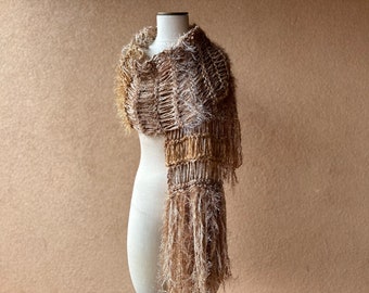 Brown Scarf Knit Golden Cream Chunky Scarf Chunky Knit Accessories