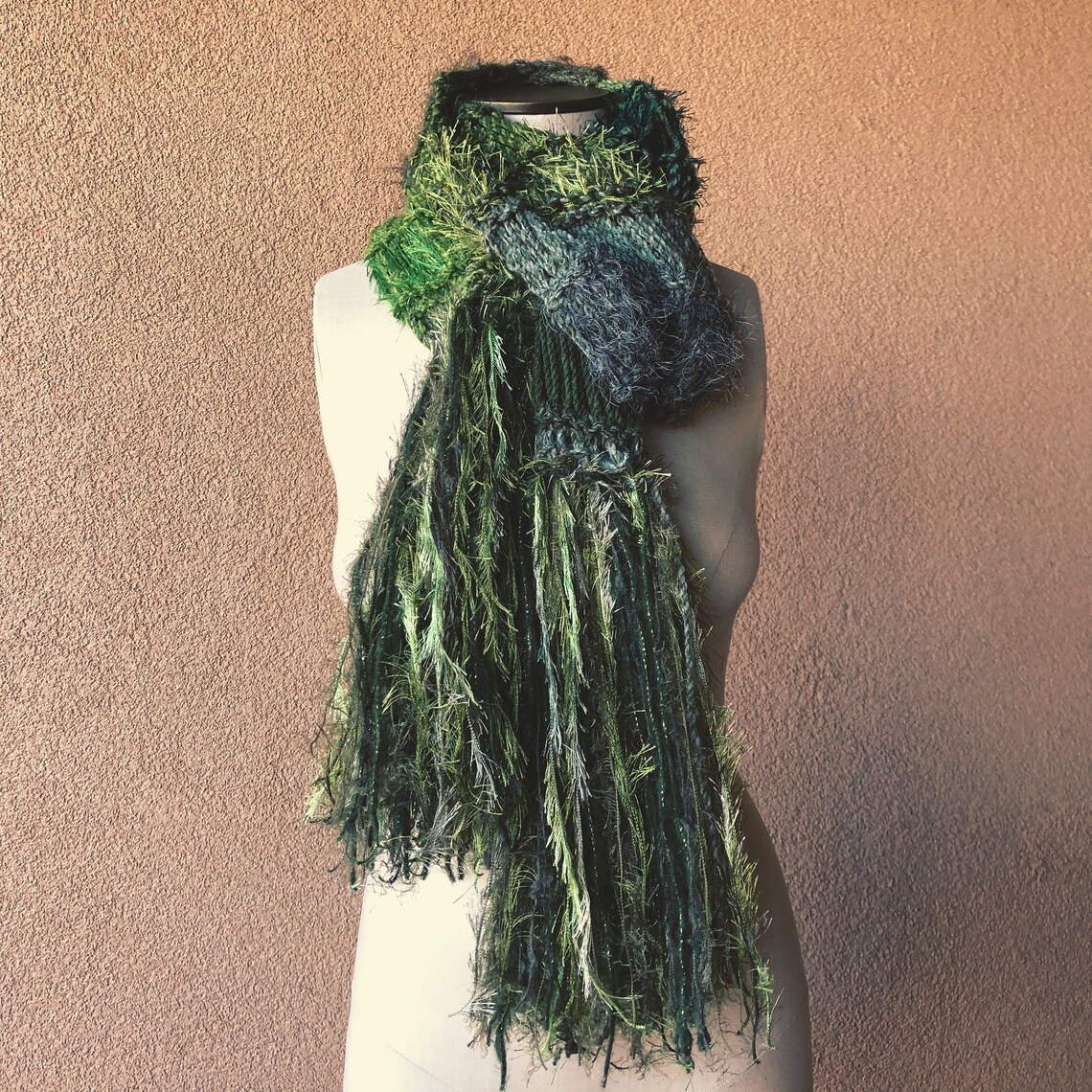Olive Green Moss Scarf is Soft Bumpy Textured Knit Etsy