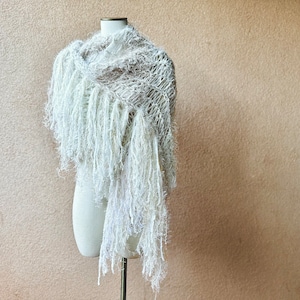 Actual Stevie Nicks Shawl Bohemian Wedding Bridal Scarf Bride Wrap Off-White Ivory Cream and Beige Wedding