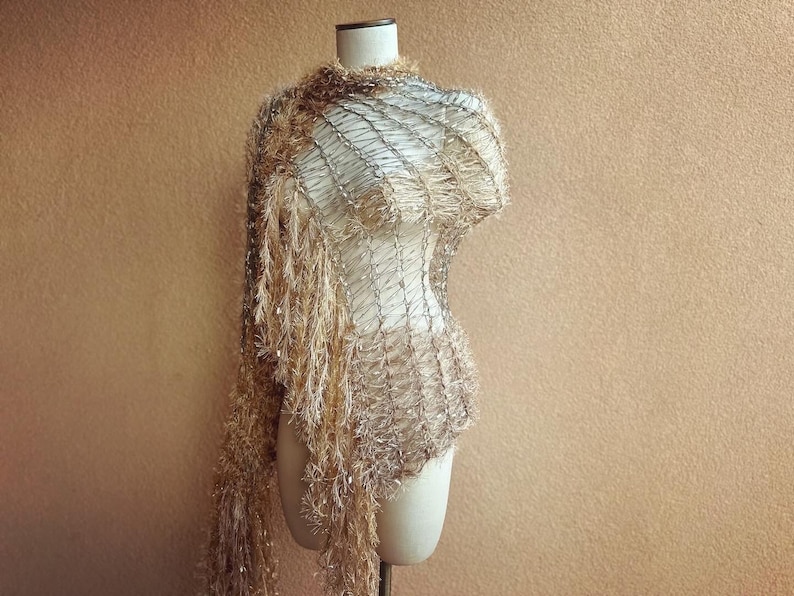 Authentic Stevie Nicks Shawl in GDW Shawl Colors Gold Dust Woman Shawl Gold Shawl with Fringe Designer Stevie Nicks Shawl Contest Winner image 9