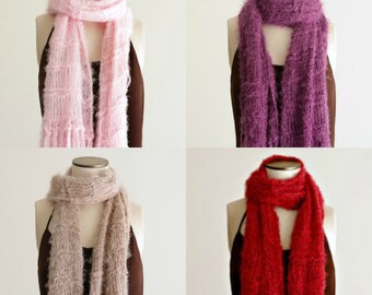 Scarves Women Knit Accessories Knit Scarf Solid Colored Scarf with Fringe Gift for Her Girlfriend Gift