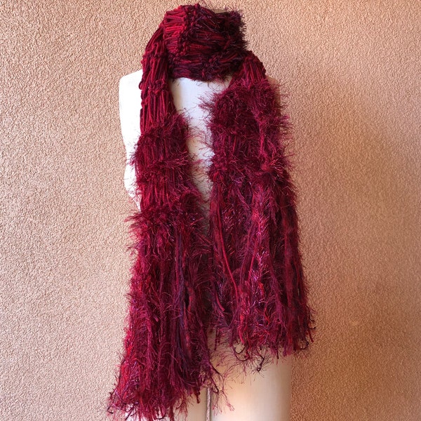 Burgundy Scarf Cranberry Cherry Red Scarf Berry Handknit Scarf. Warm Scarf, Women Gift for Her