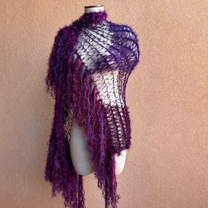 Purple Stevie Nicks Shawl with Burgundy, Maroon, Eggplant and Sparkly Fringe