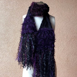 Black and Purple Scarf, Long Warm Scarf for Womens Winter Gift image 5