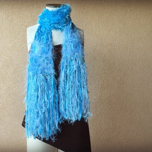 Pink Ribbon Scarf, Pretty Pink and Burgundy Soft Scarf with Long Fringe Blue