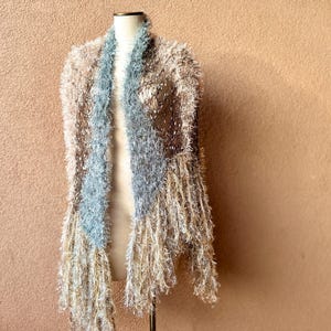 Gold and Silver Shawl Womens Metallic Wrap Shawl with Fringe Shawl Tan and Grey Shawl with Sparkle a Stevie Nicks Shawl by Designer Crickets