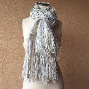Light Grey Scarf Silver Gray and Ivory off White Scarf Handmade ...