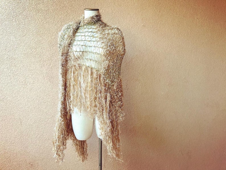 Authentic Stevie Nicks Shawl in GDW Shawl Colors Gold Dust Woman Shawl Gold Shawl with Fringe Designer Stevie Nicks Shawl Contest Winner image 5