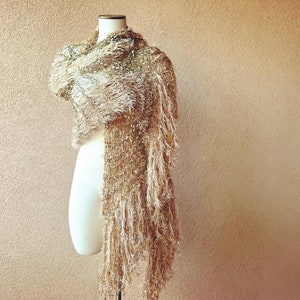 Authentic Stevie Nicks Shawl in GDW Shawl Colors Gold Dust Woman Shawl Gold Shawl with Fringe Designer Stevie Nicks Shawl Contest Winner image 3