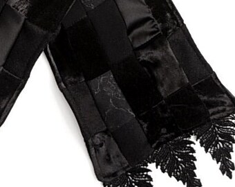 Noire Decadence Patchwork Scarf by Kambriel - One of a Kind Wearable Art made w/200 pieces - Brand New & Ready to Ship!