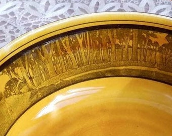 Antique Royal Doulton 8" Bowl Woodlands Silhouette in Amber ~ Cottage Witch