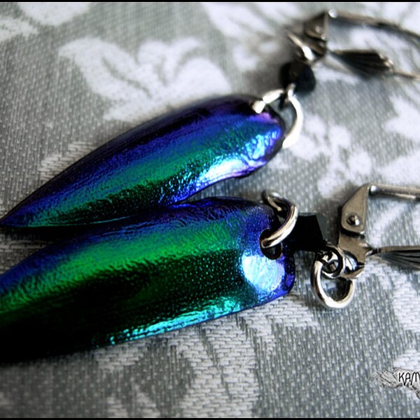 Iridescent Beetle Wing Earrings by Kambriel - Brand New & Ready to Ship!