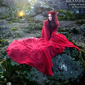 Enchanted Evermore ~ Diaphanous Red Chiffon Dracula's Bride Gown by Kambriel - Featured in Faerie Magazine ~ Brand New & Ready to Ship!