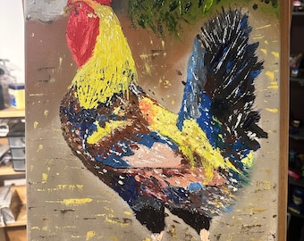 peinture à l'huile « Coq » 11 x 14