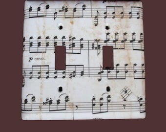 Musical Notes Double Toggle Light Switch Plate Cover – Decoupage Home Decor