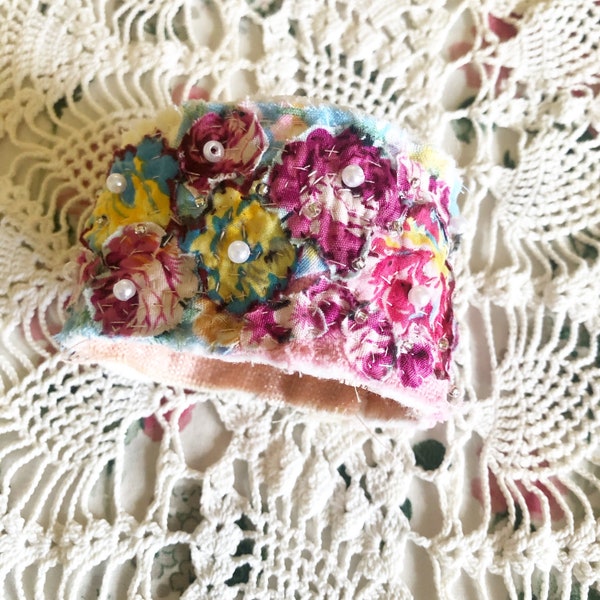 Hand Sewn Floral Fabric Cuff Bracelet