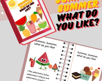 Sommer Sommer, was magst du? Druckbarer Emergent Reader, Minibuch, Geschichtsbuch, Sommer Paket, Kinderbuch