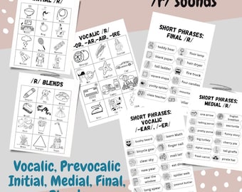 NO PREP /r/ sound Worksheet, Phonics Activity, Vocalic /r/ Prevocalic /r/ bundle, coloring page, articulation artic