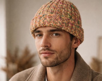 Handmade Colorful Crochet Beanie – Unisex Boho Knit Winter Hat