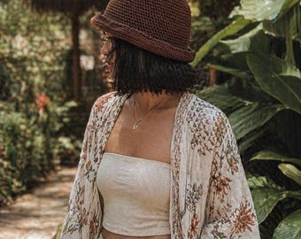Handmade Crochet Cotton Bucket Hat | Minimal Boho Summer Beach Cloche
