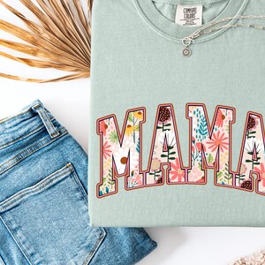 Comfort Colors® Floral Mama t-shirt, Mama Shirt, Floral MAMA Shirt, Gift for Mothers Day, Mama tee, Graphic Tee for Mom, Women&#39;s T-Shirt