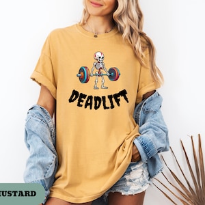 Comfort Colors® Pump Cover, Halloween Workout Tee, Skeleton Deadlift Tee, Gift for Workout Enthusiast, Halloween Pump Cover, BOHO Workout