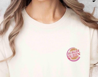 Embroidered Burger Queen Shirt, Burger Queen Logo, Burger Queen Embroidery, Queen of Burgers Shirt, Funny Tee