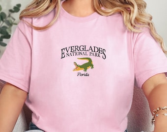 Embroidered Everglades National Park T-Shirt, Florida Shirt, Adventure Shirt, Travel Lover Shirt, Florida Crocodile Vacation T-Shirt