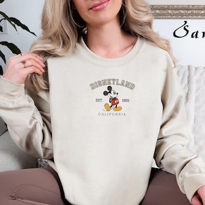 Embroidered Disneyland California Sweatshirt, Disneyland Est 1955 , Disney Vacation Crewneck, Mickey And Friends Sweater, Walt Disney Shirt