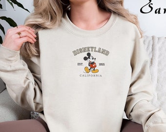 Embroidered Disneyland California Sweatshirt, Disneyland Est 1955 , Disney Vacation Crewneck, Mickey And Friends Sweater, Walt Disney Shirt