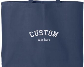 Embroidered Custom Text Tote Bag, Minimal Monogram Bag, Your Text Here Bag, Custom Text Bag, Personalized Monogram Bag