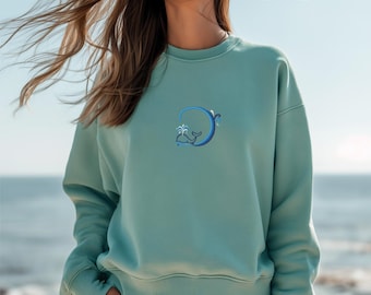 Embroidered Ocean Whale Sweater, Marine Whale Sweater, Whale Lover’s Sweater, Sea Whale Sweater, Whale Watcher Sweater, Comfort Colors Sweat