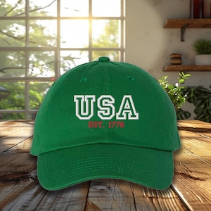 Embroidered USA 1776 Baseball Hat, 1776 4th of July Cap, Patriotic Hat, America est Hat, USA cap