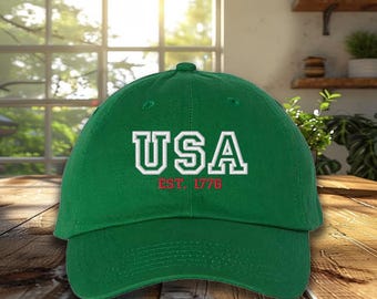 Embroidered USA 1776 Baseball Hat, 1776 4th of July Cap, Patriotic Hat, America est Hat, USA cap